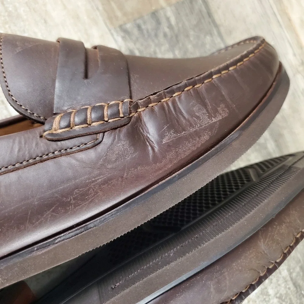 Florsheim Berkley Flex Mens Penny Loafers Sz 7.5 3E Brown Slip On Round Toe‎